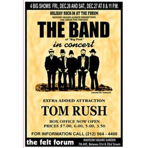 The Band - Tom Rush 1969 Concert Poster 13"x19"